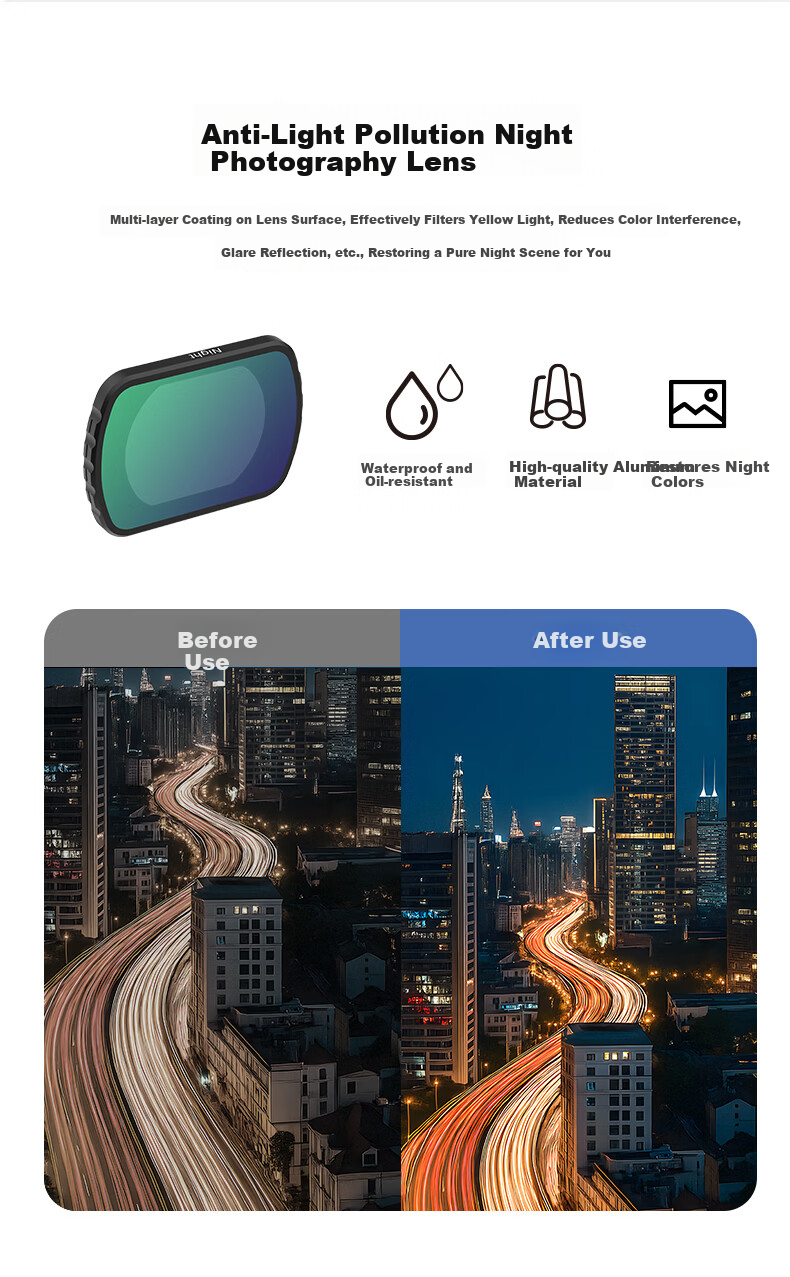 Luoken Magnetic Quick-Release Filter Kit for DJI Pocket 4/3 Camera, Including UV Protective Filter, ND Neutral Density Filter, CPL Polarizing Filter, Macro And Telephoto Lens Filters, And Anti-Light Starlight Filter 14
