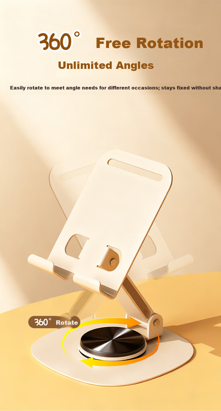 BZBC Mobile Phone Stand Desktop iPad Tablet Stand Bedside Live Streaming Watching Selfie Multifunctional Compact Foldable Portable 360° Rotatable Universal Phone Tablet Holder Off-White 3
