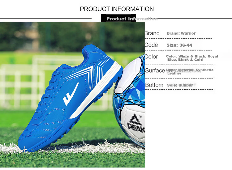 Warrior Soccer Shoes Unisex Youth Studded Training Shoes Durable Professional Match Shoes WXY-N606T White Black Size 36 1