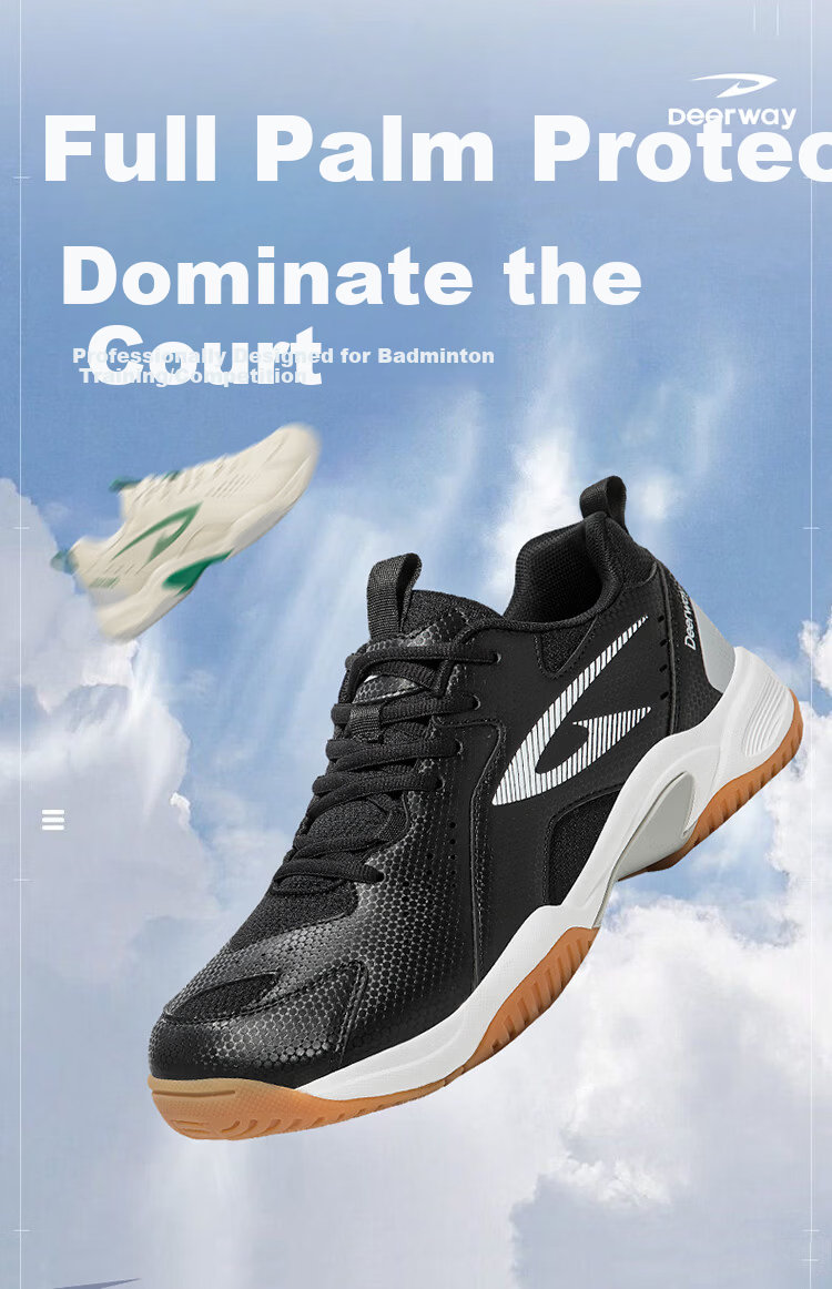 DEERWAY New Unisex Badminton Shoes Durable Anti-Twist Non-Slip Breathable Low-Cut Lightweight Sports Casual Shoes Black White Size 41 1