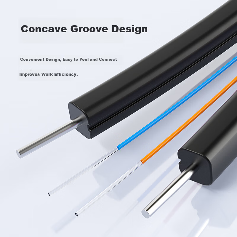 FiberHome Tiancheng Telecom Grade Indoor Butterfly Fiber Optic Drop Cable Single Mode 1 Core 2 Steel Wires White GJXH Fiber FTTH Optical Modem Extension Pre-embedded Cable