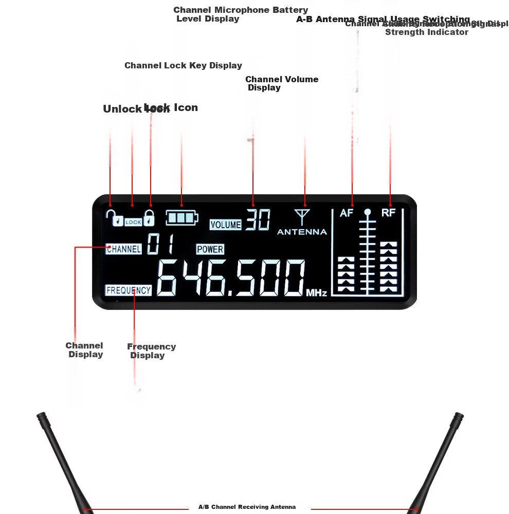 Depusheng DR666 Professional Wireless Microphone Dual Transmitter Karaoke Stage Performance KTV Singing School Speech Wedding Conference UHF Long-Distance Anti-Howling Microphone System 35