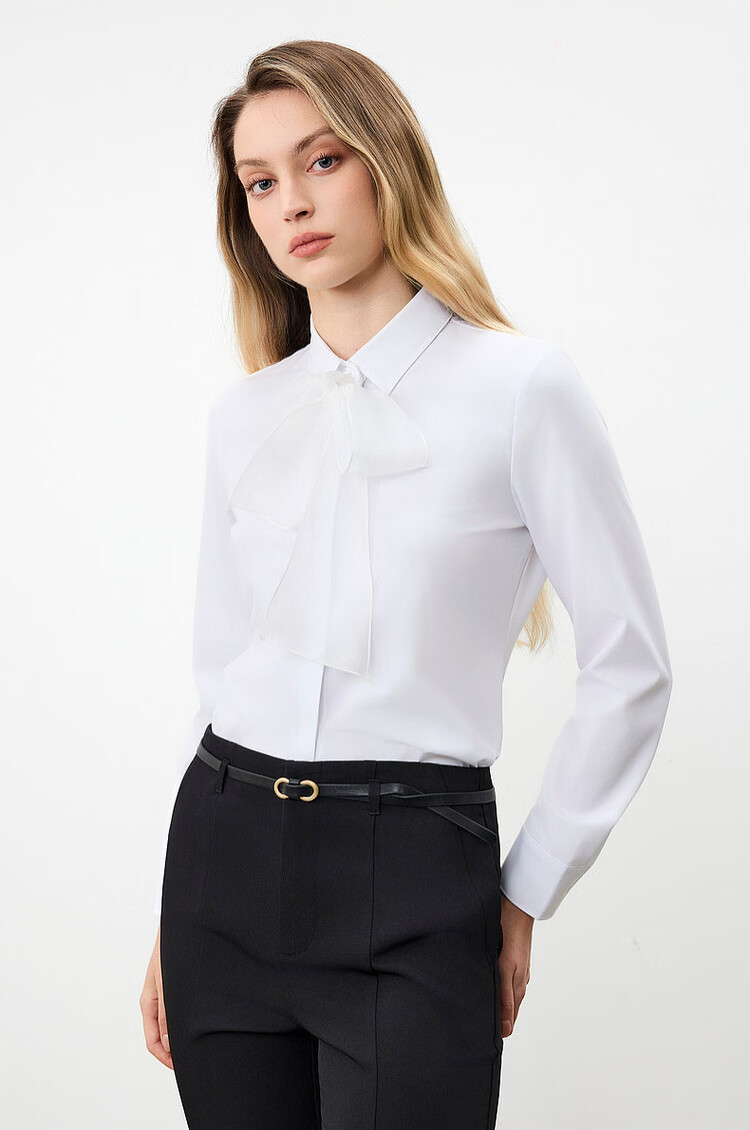 G2000 Women's 2026 Spring Summer Long Sleeve Shirt [Wrinkle-Free Quick-Dry / Comfortable Stretch / With Ribbon / Same Style as Mall] 2