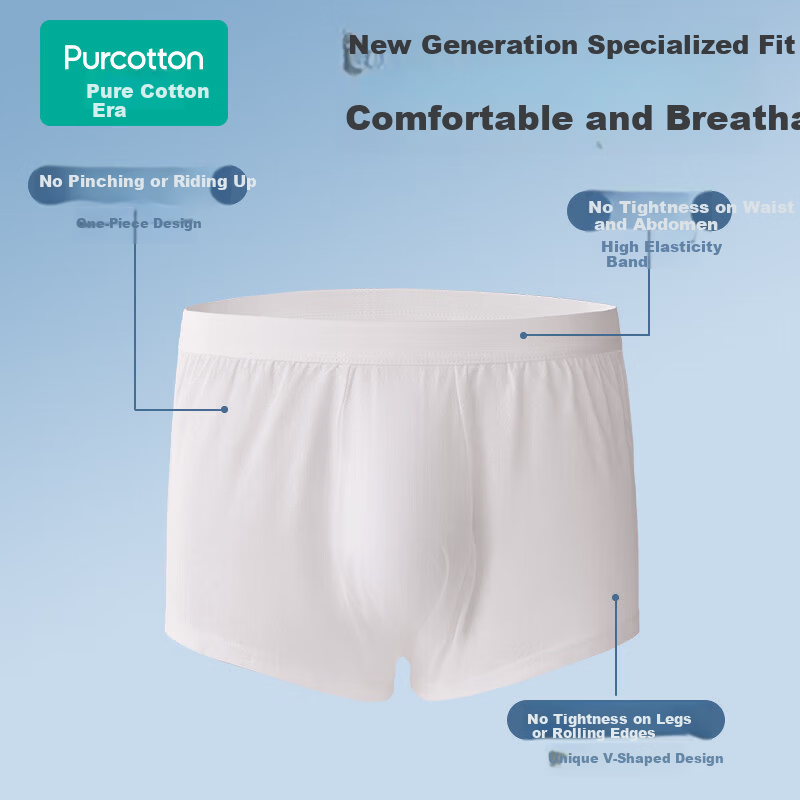 PurCotton Men's Disposable Cotton Boxer Briefs Travel Portable Business Trip Wash-Free Lint-Free