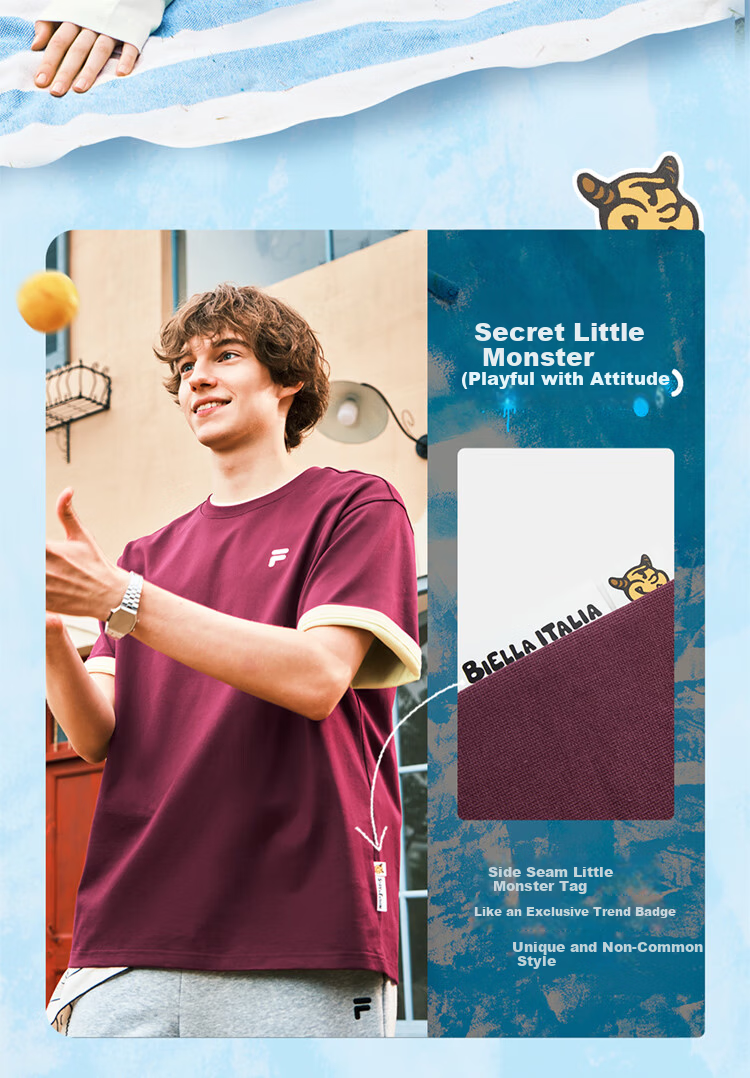 FILA FUSION Fashion Brand Zhang Hao Couple Knit Short Sleeve Shirt 2026 Spring Casual Loose Pure Cotton T-Shirt 13
