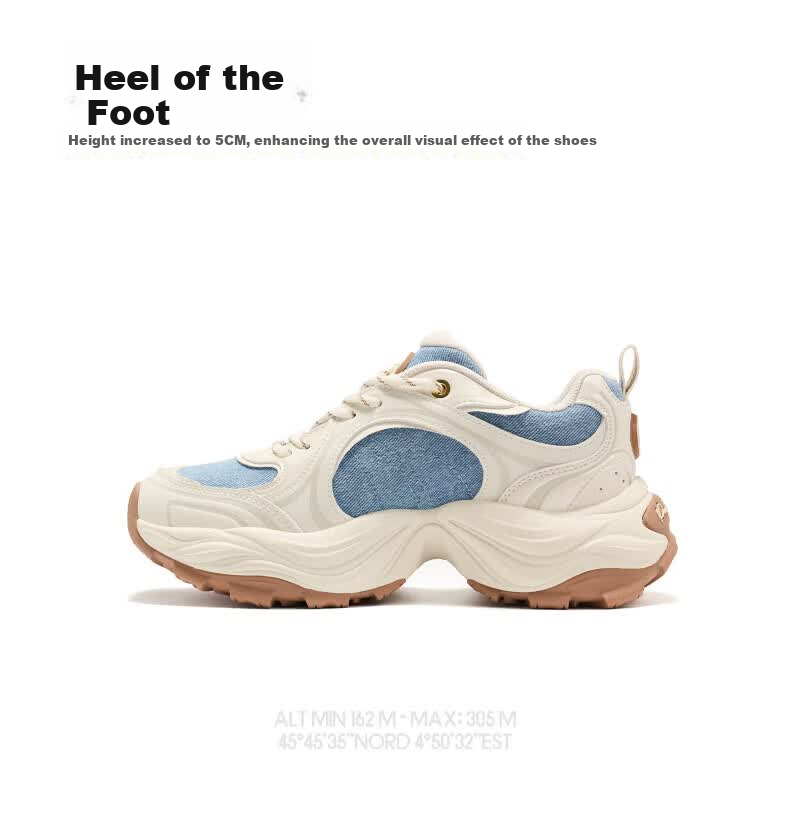 PALLADIUM New Trendy Versatile Dad Sneakers for Women Casual Breathable Height Increasing Shoes Blue Single Layer Size 37 10