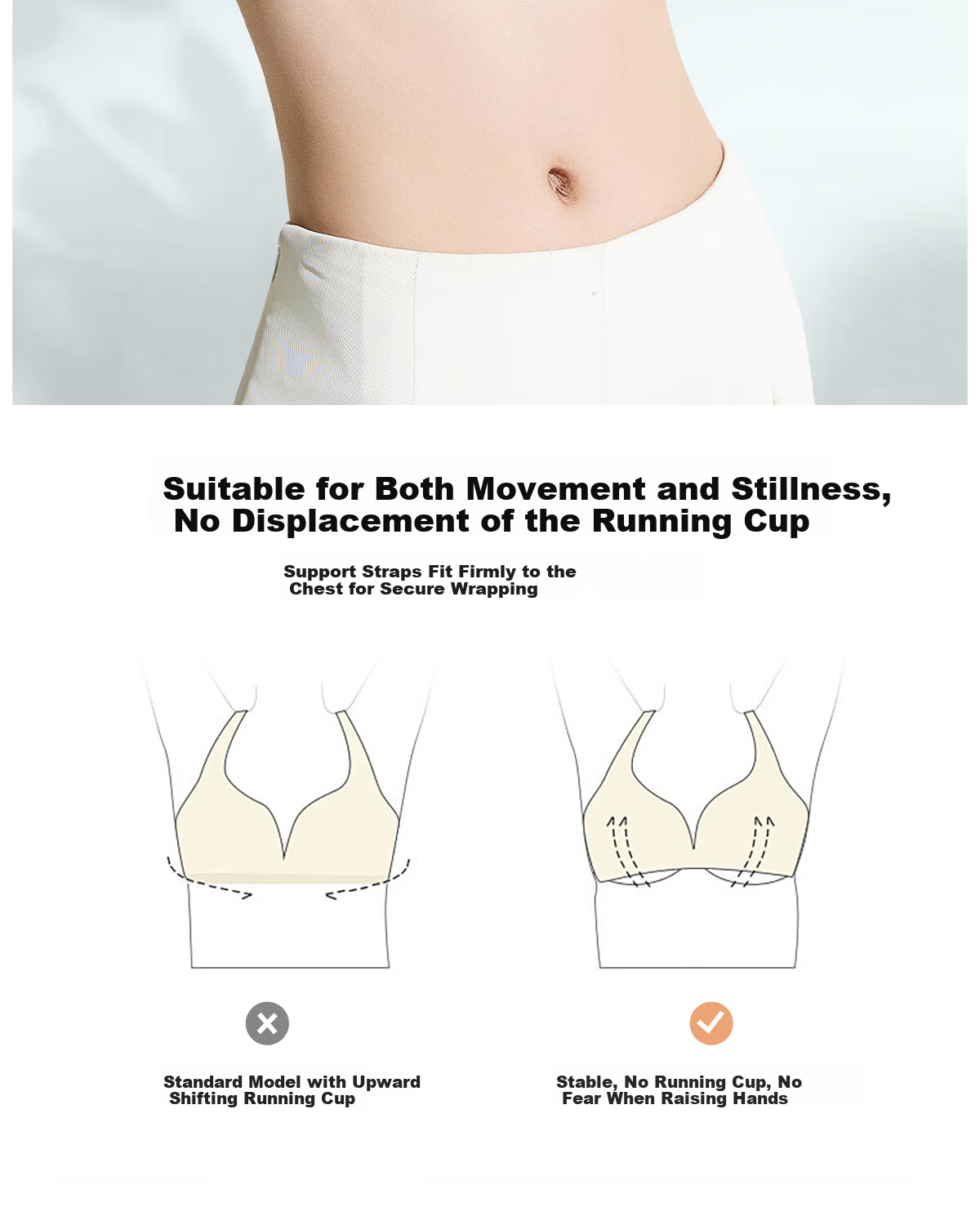 Tingmei Women's Seamless Wireless Bra, Small Chest Push-Up, Anti-Sagging, Side Support, Large Chest Lift, Sexy, Apricot, Size M 7