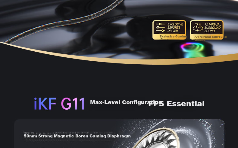 IKF G11 Gaming Headset Wired USB Headphones with Mic FPS Dedicated 7.1 Surround Sound RGB Delta Cyber Gray for Valorant PC 5