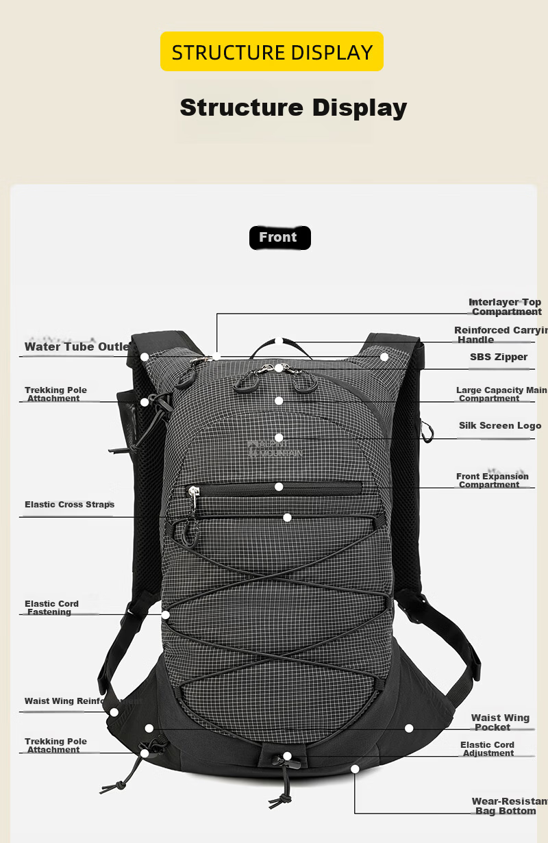 ALPINT MOUNTAIN Elmont Multifunctional Backpack Outdoor Sports Hiking Cycling Mountaineering Trail Running Backpack for Men 15