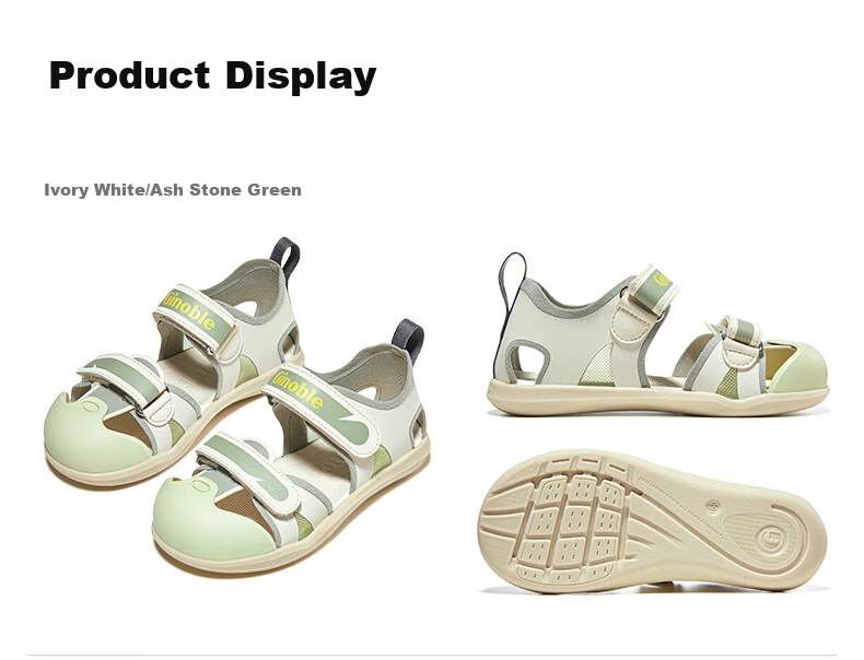 Ginoble Children's Sandals Summer 2025 Toddler Boys and Girls Walking Shoes Functional Shoes GW1750 Ivory White Size 18 Months-5 Years 8