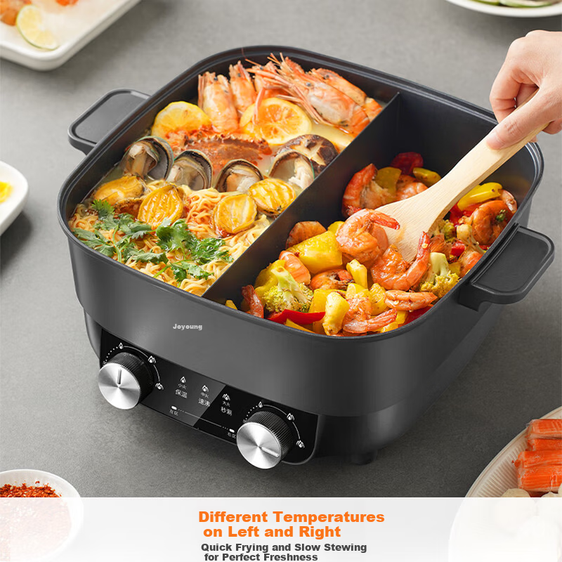 Joyoung Electric Hot Pot Dual-Zone Hot Pot Household 6L Multifunctional Hot Pot Quick Boil 4-Minute Independent Temperature Control Upgraded Model HG60-G118