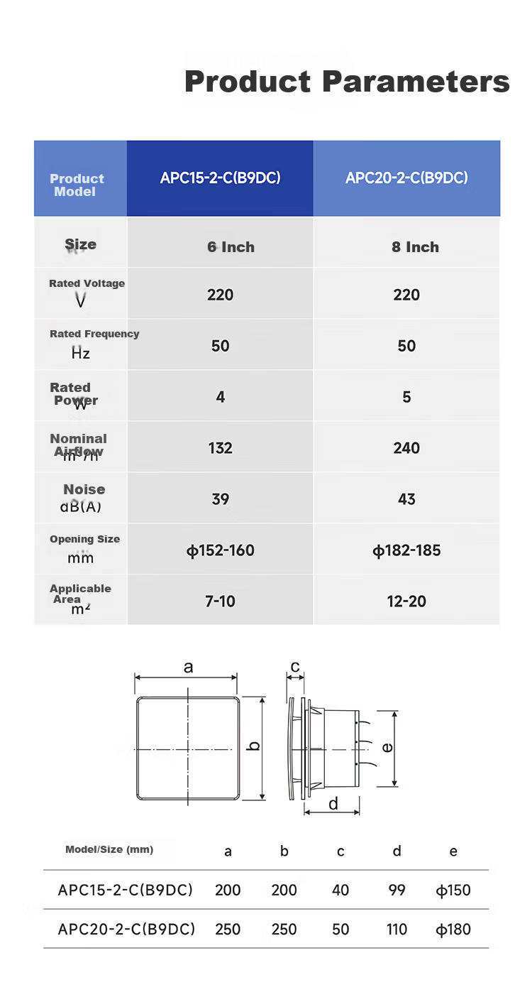 JINLING Window Wall Exhaust Fan DC Inverter Low Noise Bathroom Kitchen 6-Inch Ventilation Fan 15-C(B9DC) 10
