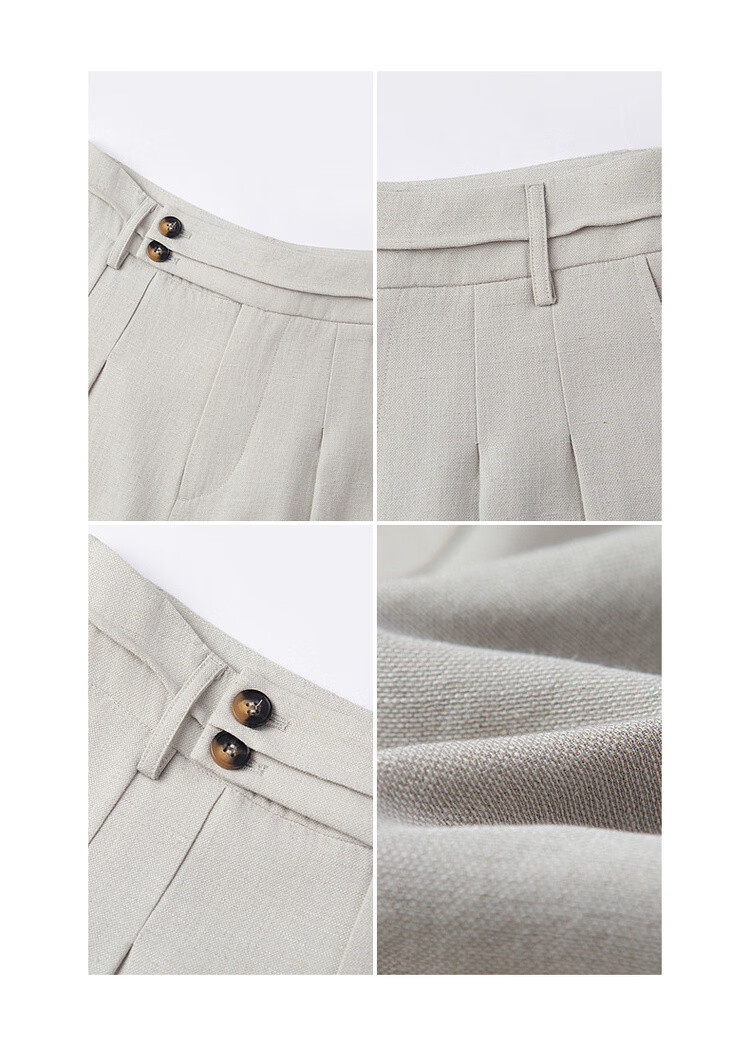 Demana Breathable Linen Feel Summer Commuter Wide-Leg Pleated Two-Button Loose Slimming Women's Casual Shorts 24