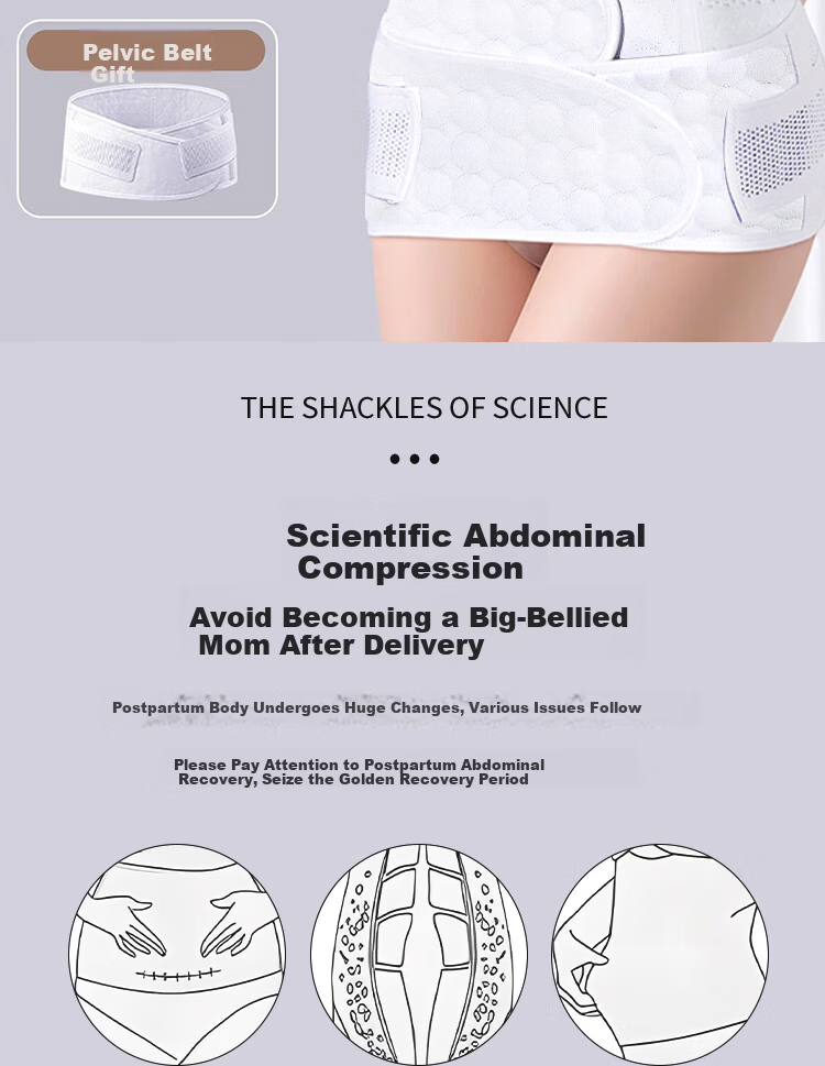 GRACEWELL Postpartum Abdominal Binder and Pelvic Belt 2-Piece Set Breathable Mesh Waist Shaper for Natural and C-Section Recovery 2