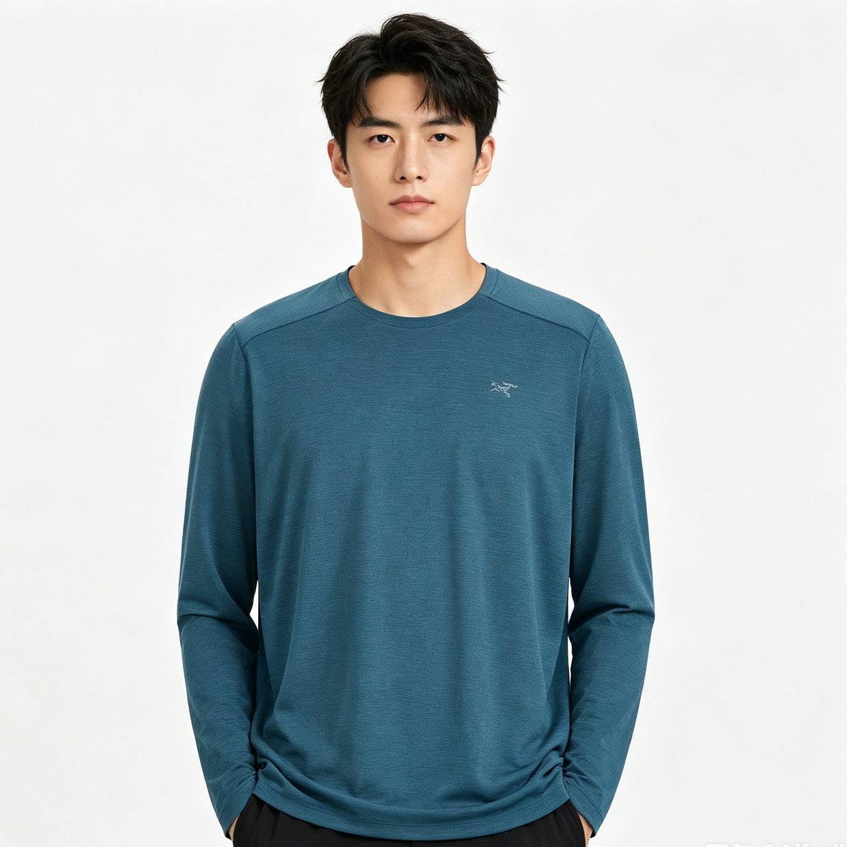 ARC'TERYX CORMAC CREW Comfortable Men's Quick-Dry Long Sleeve Crew Neck T-Shirt Static Sea Blue XL