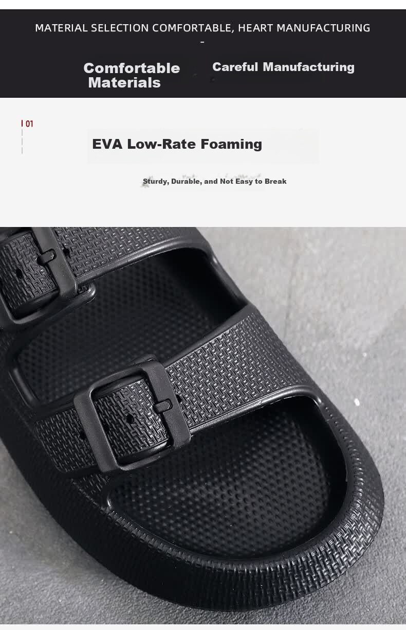 GUOLUOFEI Summer Men's Outdoor Thick Sole Slip-On Anti-Slip Beach Sandals Black Size 42-43 4