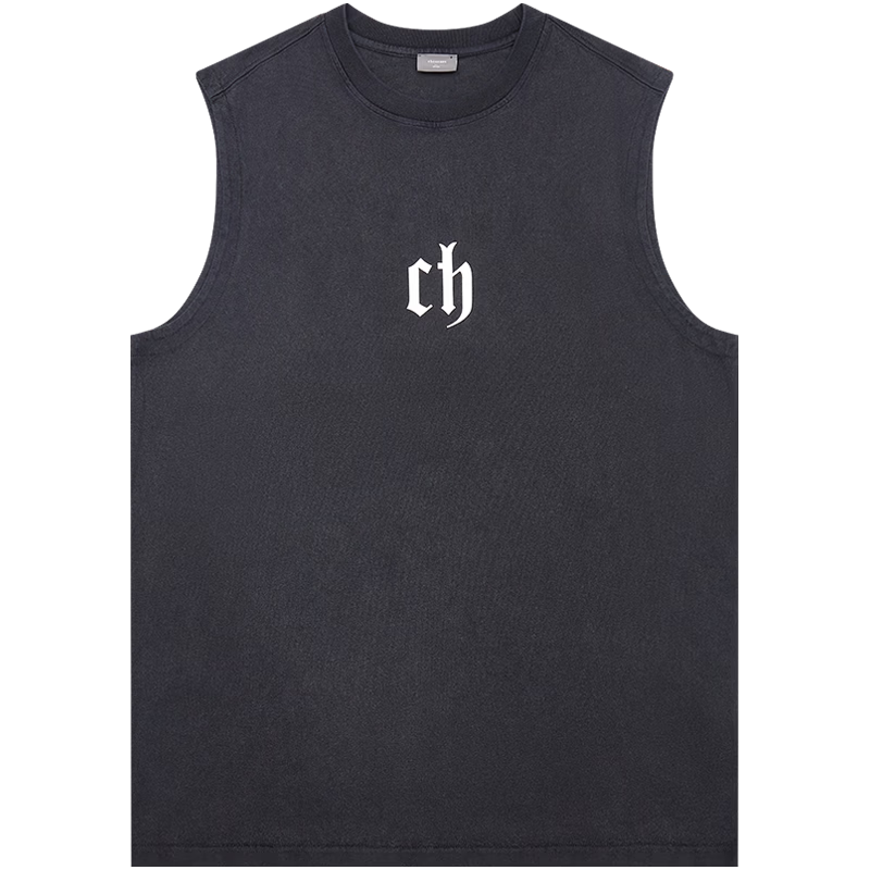 CHINISM Classic Cotton Logo Vest Men Summer Breathable Sleeveless Tank Top XV2333H6031