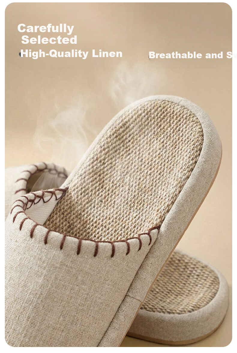 Puxi Odor-Free Indoor Thick-Soled Japanese Style Linen Slippers for Couples Women Mint Green Size 36-37 5