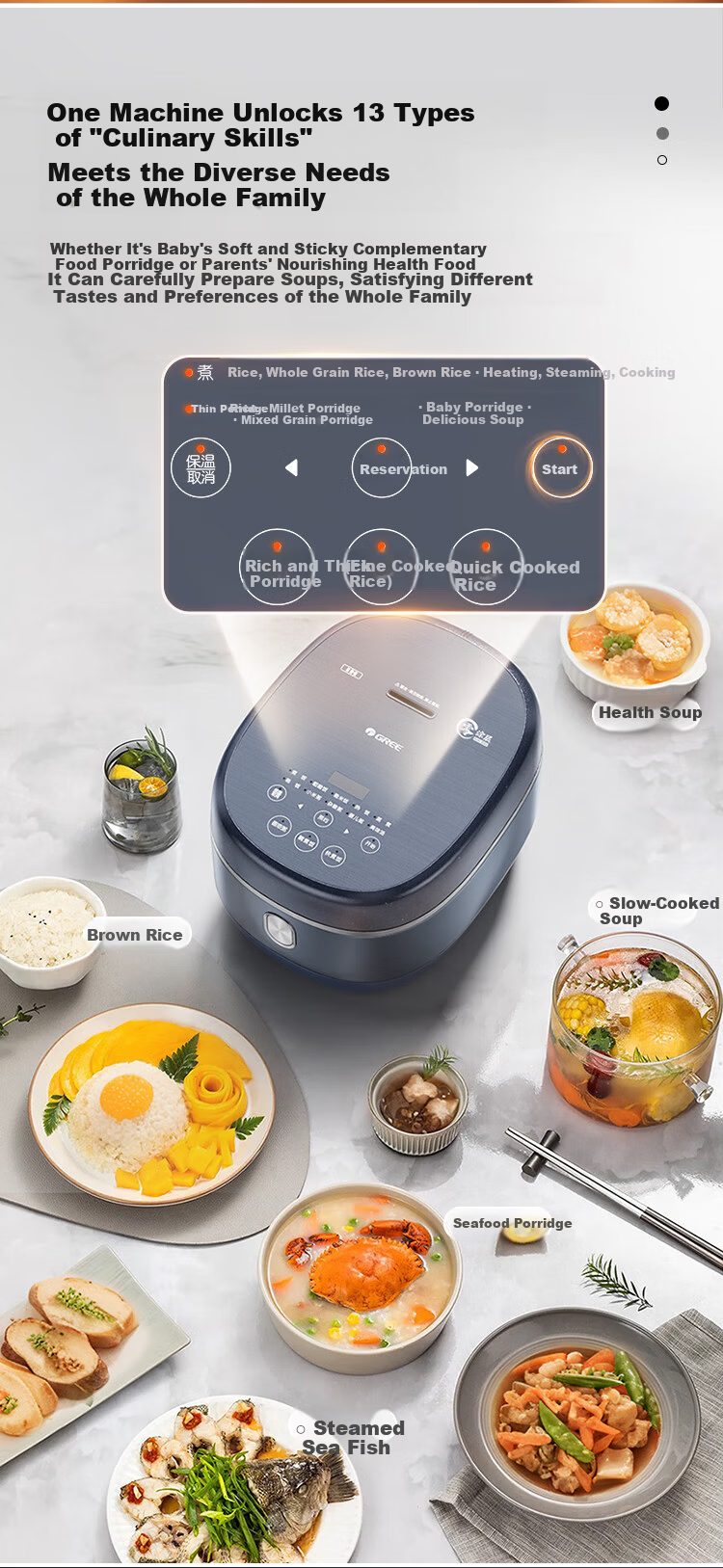 GREE Steel Good 0 Coating Rice Cooker 4-5 People 4L Household 316L Stainless Steel Inner Pot IH Heating First-Level Energy Efficiency Rice Cooking Porridge Steaming Integrated Non-Coating 4021C 11