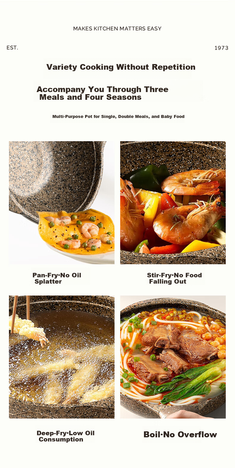 Amercook Alfita Non-Stick Maifan Stone Frying Pan Flat Bottom Stir-Fry Pan Skillet for Induction and Gas Cooktops 15
