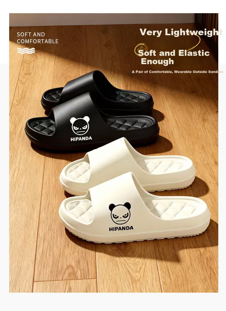 HIPANDA Men's Thick-Soled Non-Slip Bathroom Shower Home Couple's Slippers Dark Night Black Size 44-45 1