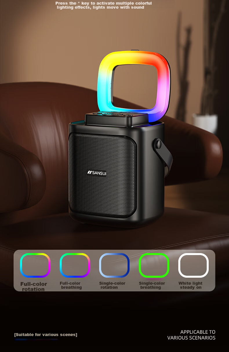 SANSUI Portable Microphone KTV Speaker All-in-One Wireless Bluetooth Outdoor Karaoke Amplifier Home KTV V63 Single Microphone Version 10