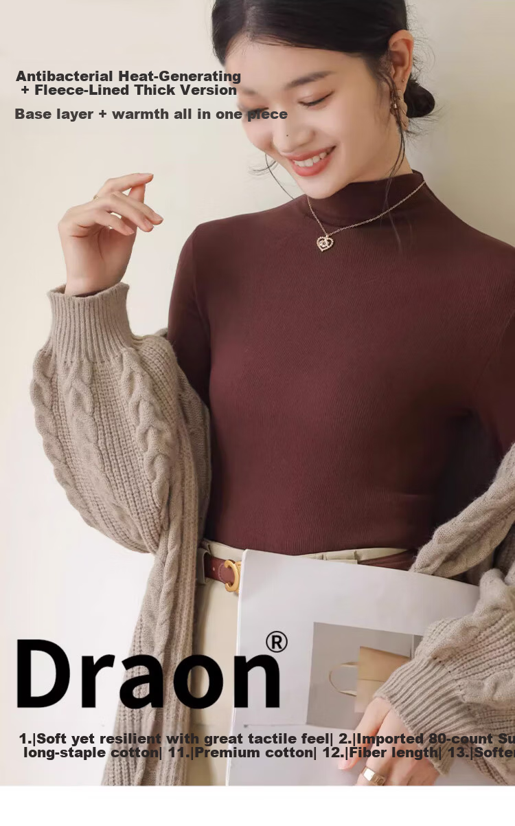 Langsha Women's Basic Spring and Autumn Turtleneck Solid Color Long Sleeve Slim Fit High Elastic Base Shirt 1