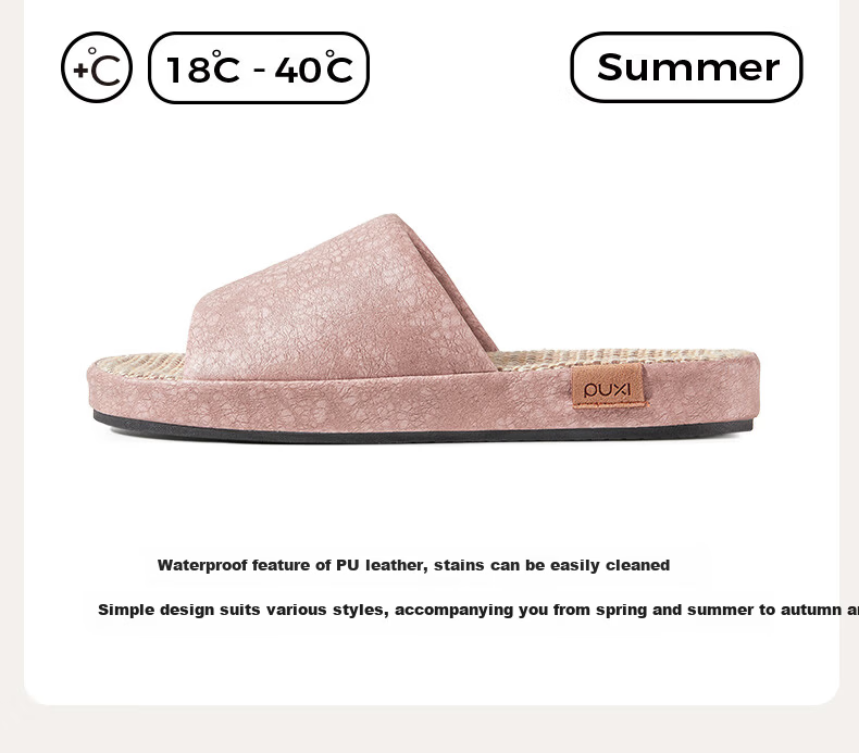 Puxi Jimo Linen Breathable Slippers Odor-Resistant All-Season Quartz Pink Size 39-40 (250mm) 3