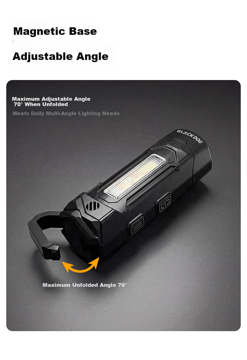 Black Dog Tactical Rechargeable Flashlight Lightweight Magnetic Clip Multi-Function Lighting 11
