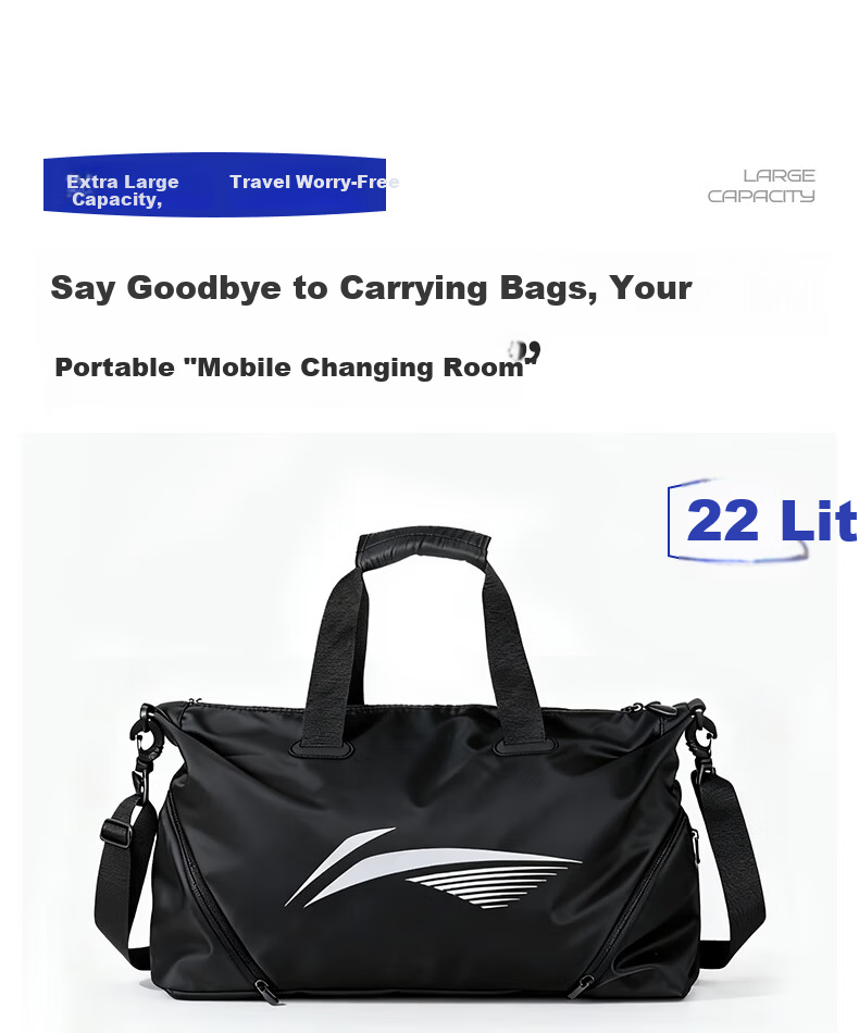 LI-NING Swimming Storage Bag Wet and Dry Separation Large Capacity Waterproof Crossbody Bag for Men and Women 7561 Black 2