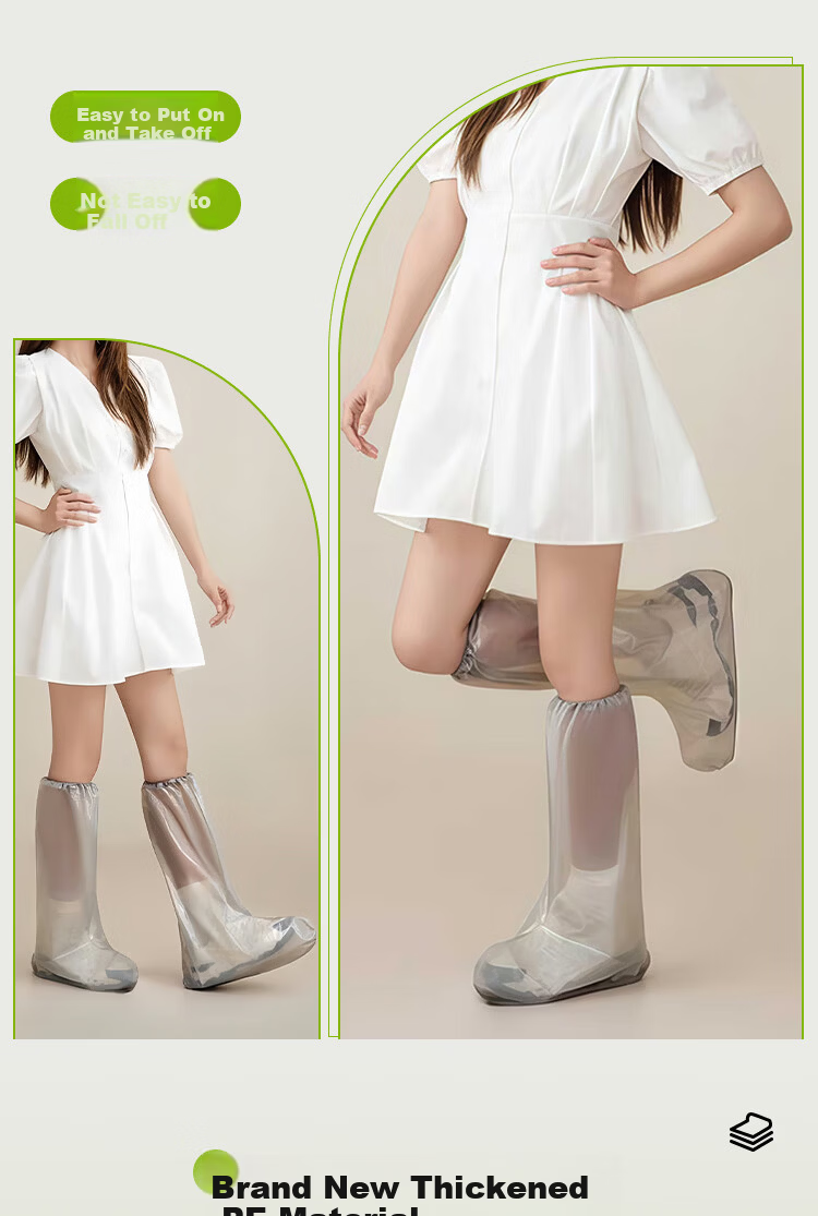 Qihaiqiu 30-Pack Brown Disposable Waterproof Thickened Anti-Wear Extended Rain Shoe Covers Adult High Tube Travel Supplies 3