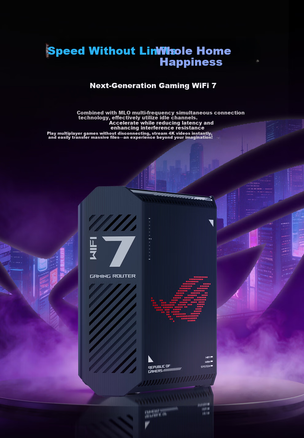 ROG [Renewal Subsidy] ROG Magic Box WiFi 7 Gaming Wireless Router (9 2.5G Ports, MTK AI Chip, 2GB DDR4 Memory) Aimesh Flexible Mesh Router 5