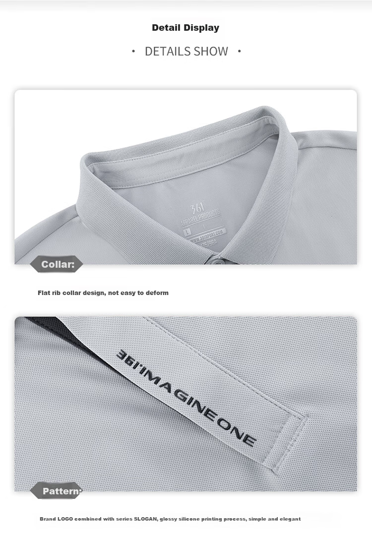 361° Men's Sports T-Shirt Spring Summer New U-Neck Polo Ice Cool Casual Short Sleeve Top 652624105-1 21