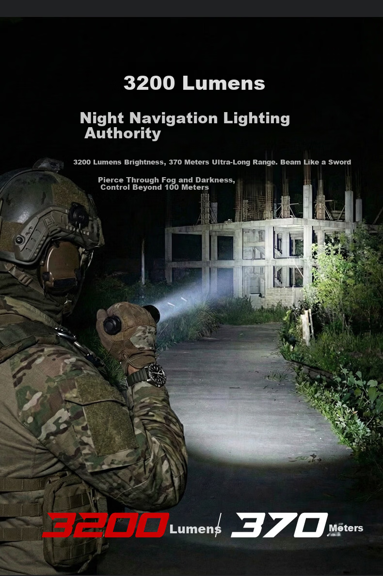 LED LENSER German High-Power Tactical Flashlight TAC7R Outdoor Lighting High Brightness Long Range Long Battery Life Patrol Duty 5