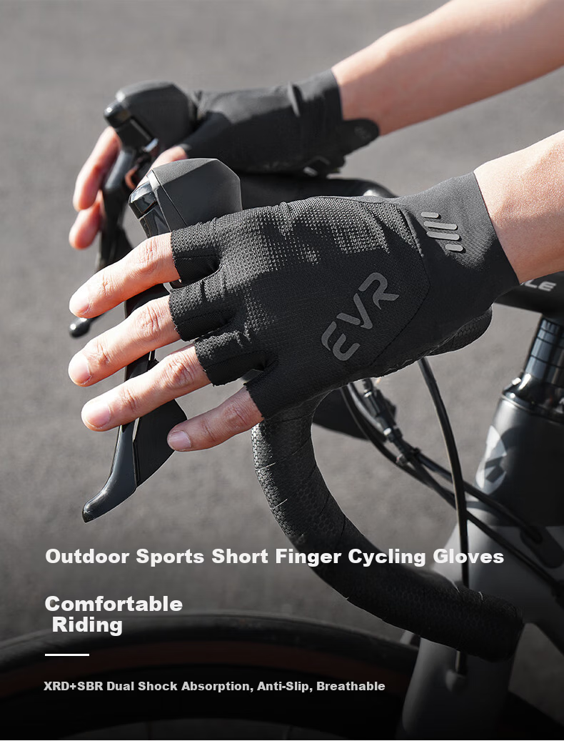 EVR Cycling Gloves Half Finger Summer Shock Absorption Short Finger Gloves White S 1