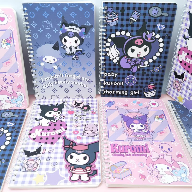 Shaonianban Sanrio Officially Licensed A5 Spiral Notebook Kuromi KRMA5 Side-Flip Notebook, Purple, 4-Pack, Essential for Back to School, Student Diary, Journal 3
