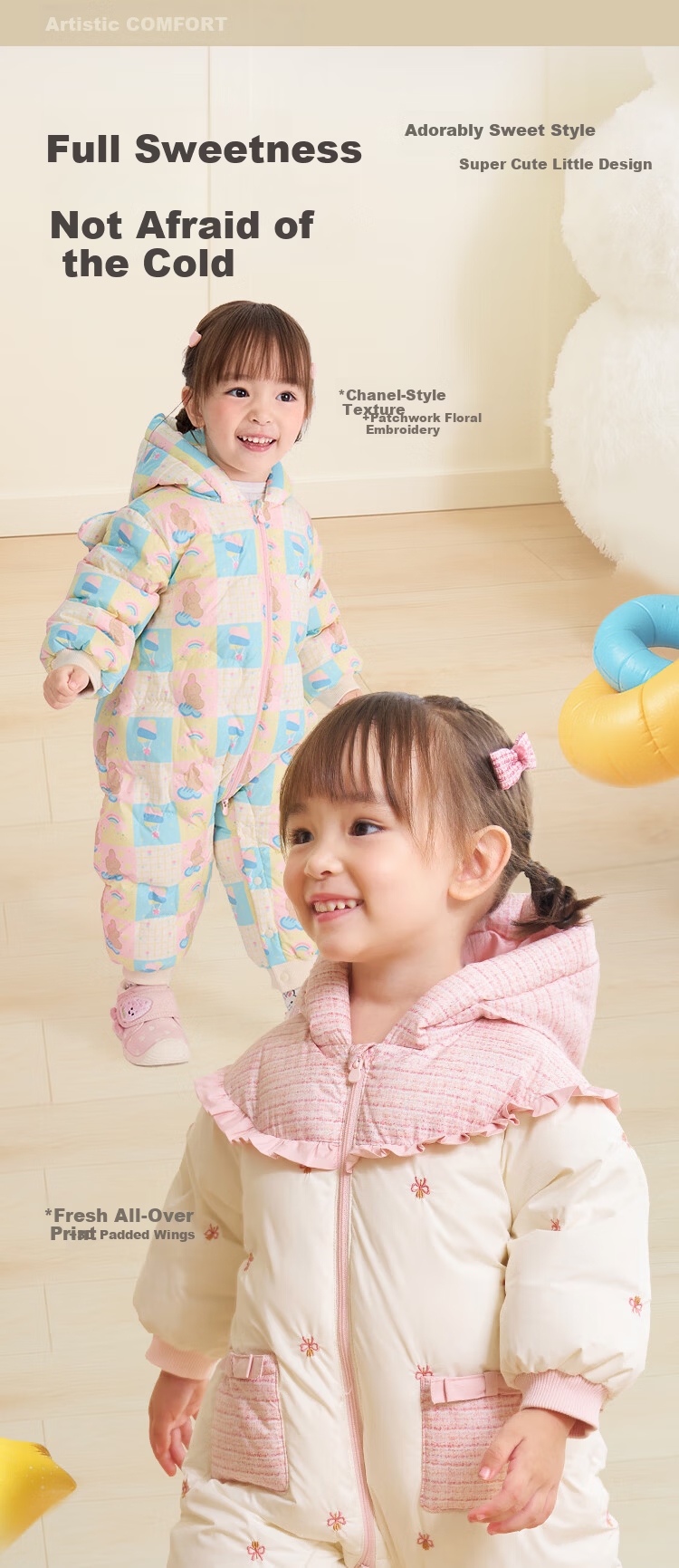 BALABALA balaOne Baby Girls' Down Jumpsuit 2025 Sweet Fashion Romper 208425120209 4