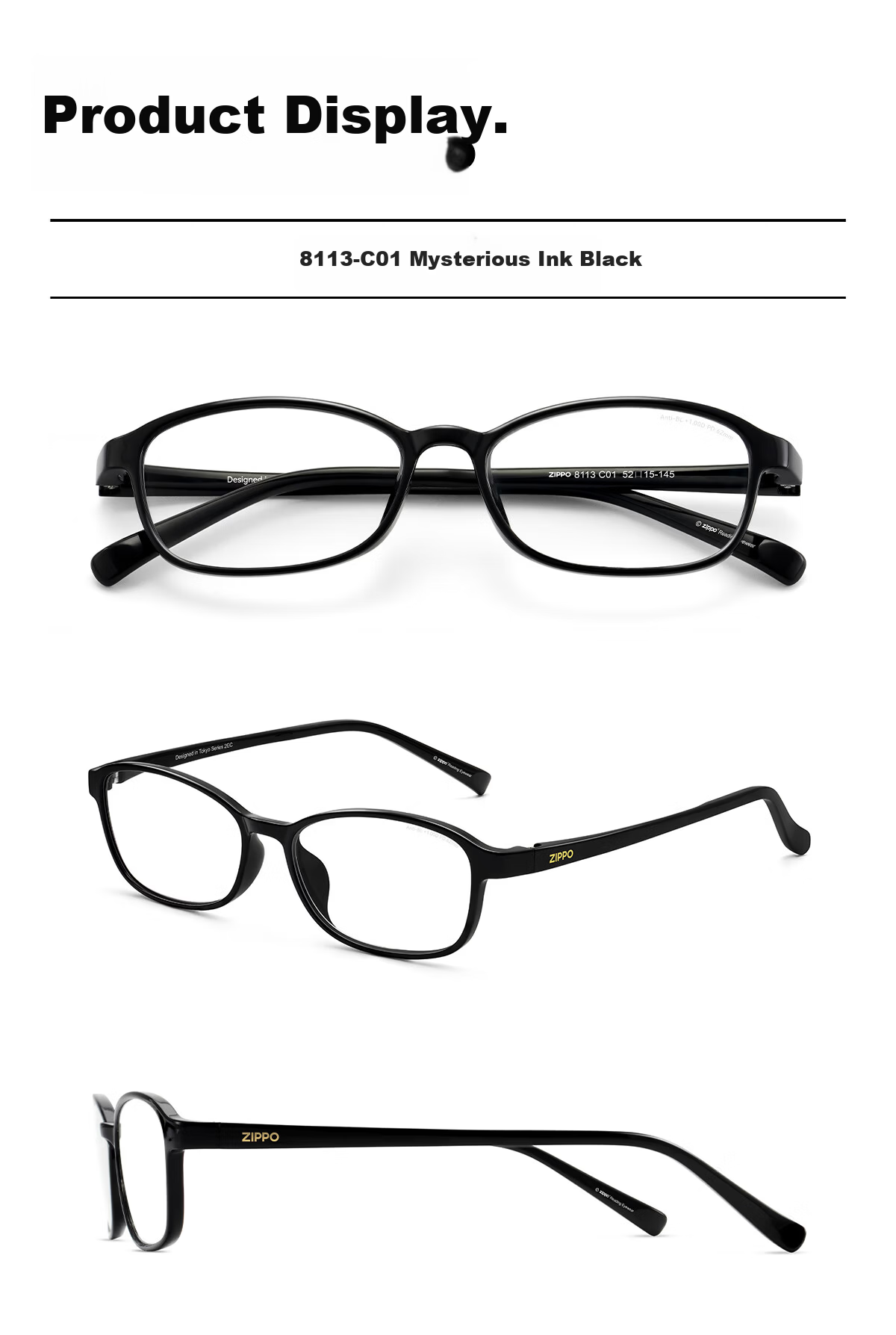ZIPPO US Anti-Blue Light Reading Glasses Unisex Japanese Ultra-Light Imported Material HD Lenses Gift 8113 Back to School 22