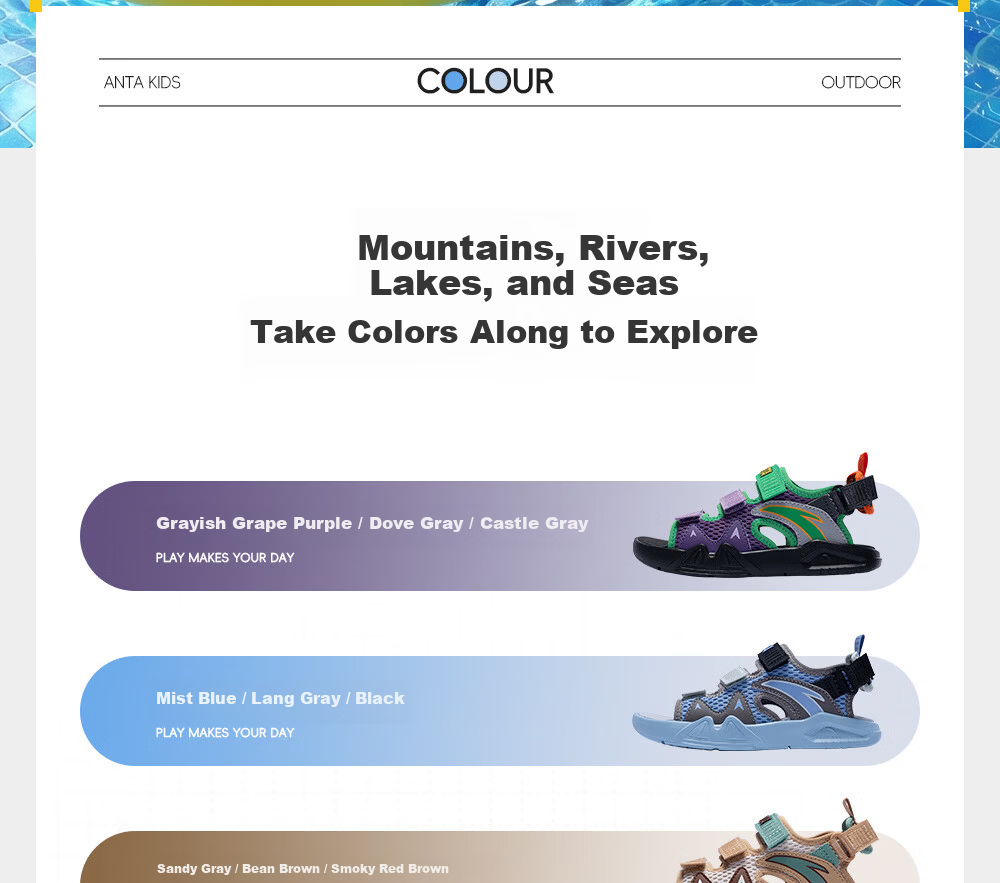 Anta Kids Girls Summer 2026 Breathable Non-Slip Lightweight Open-Toe Sandals A12629942 12