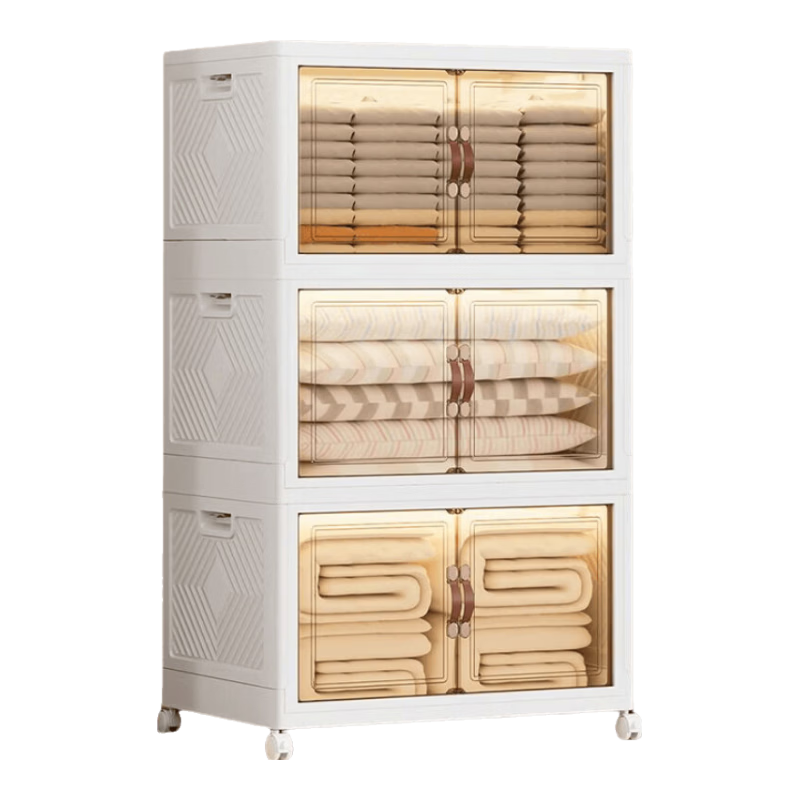 Youjialiangpin Foldable Storage Cabinet, No Installation Required, Children's Wardrobe, Snack Storage Cabinet, Kitchen And Living Room Organizer, Miscellaneous Item Storage Box