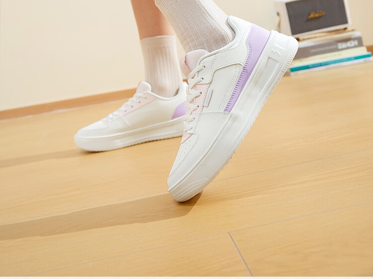 361° Qinghe 2 New Trendy Platform Leather Casual Sneakers Women's White Shoes 682636618-4 34