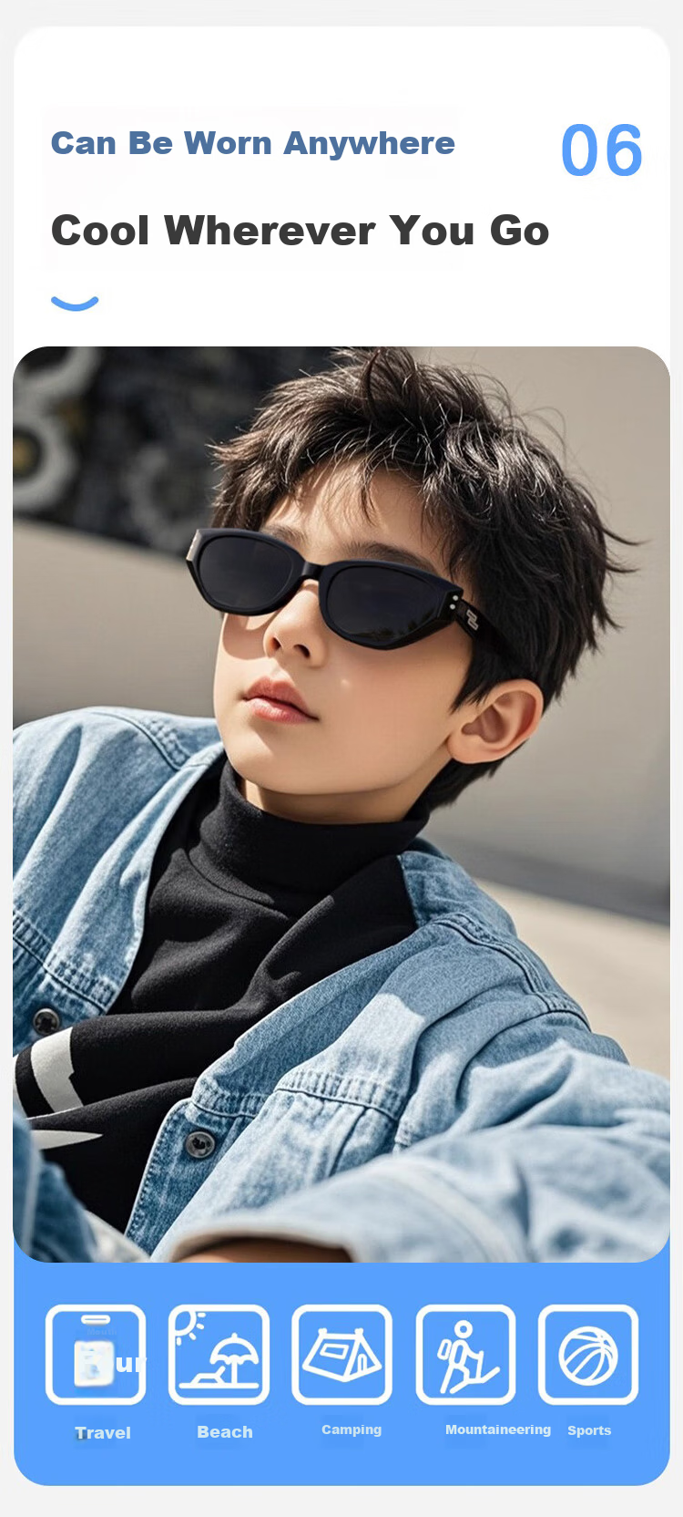 FENCHI Cat Eye Kids Sunglasses Boys Stylish Large Kids New Polarized UV Protection Girls Baby Sunglasses 8