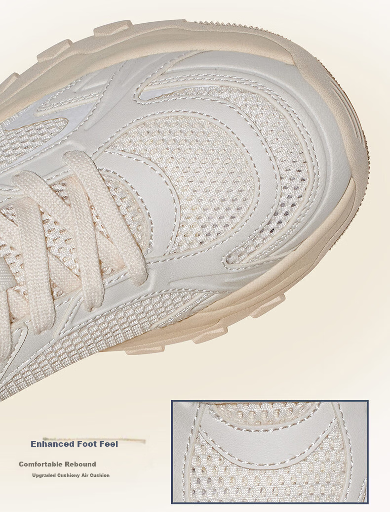 CAMEL Galaxy 3rd Generation Women's Sports Breathable Casual Thick-Soled Dad Shoes K26BX5L3024 Off-White/Light Beige Size 38 10