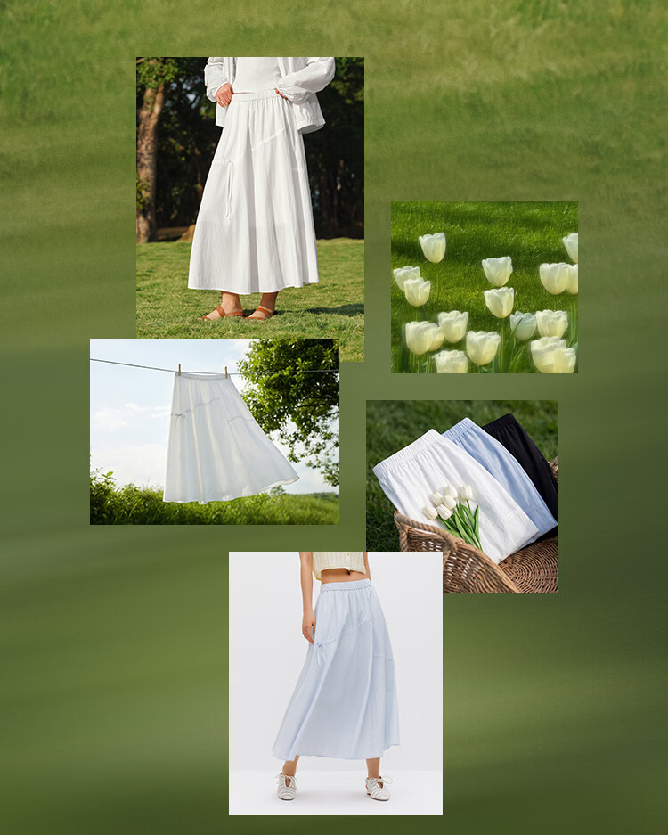 Semir Mall Same Style | Women's Summer 2026 Elegant Bowknot Long Skirt Pure White A-Line Skirt 101326120011 3