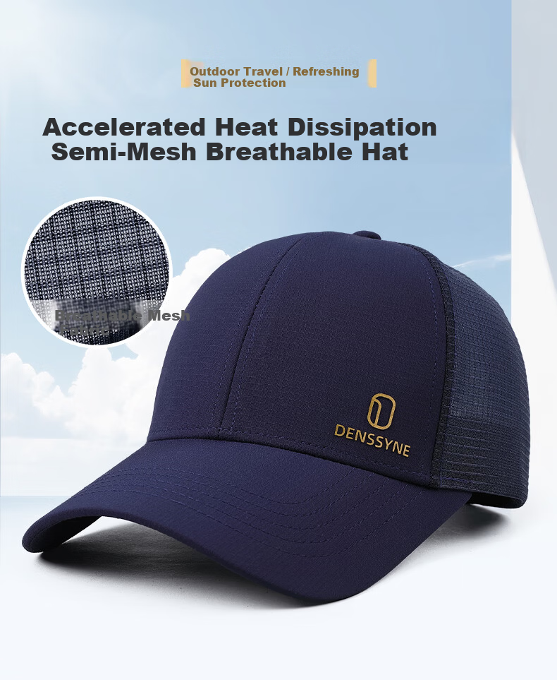 Desina Men's Summer Half-Mesh Hard-Top Baseball Cap Breathable Quick-Dry Outdoor Running Sports Cooling Sun Protection Hat 1