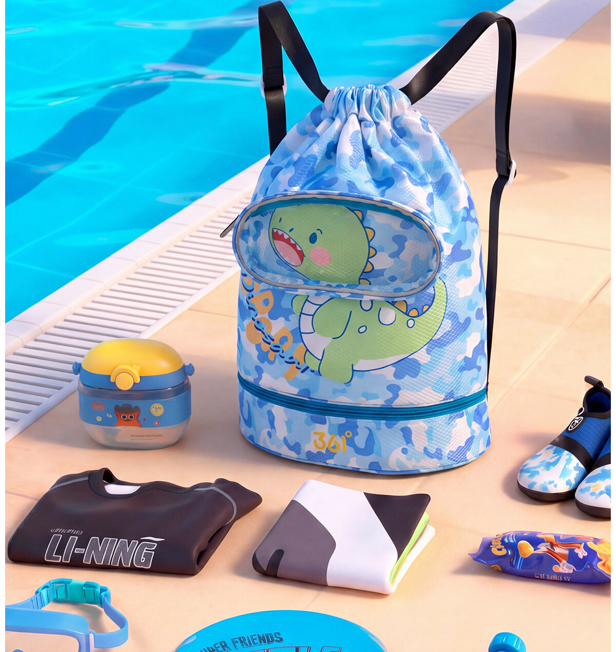 361° Kids Swimming Bag Large Capacity Waterproof Dry and Wet Separation Backpack for Swimming Training Equipment Storage 5