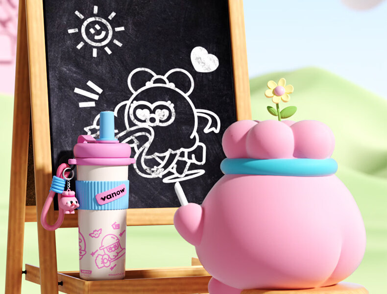 Vanow Kids Straw Insulated Water Bottle 2026 New High-Value Student Large Capacity Portable Cute Tumbler 6
