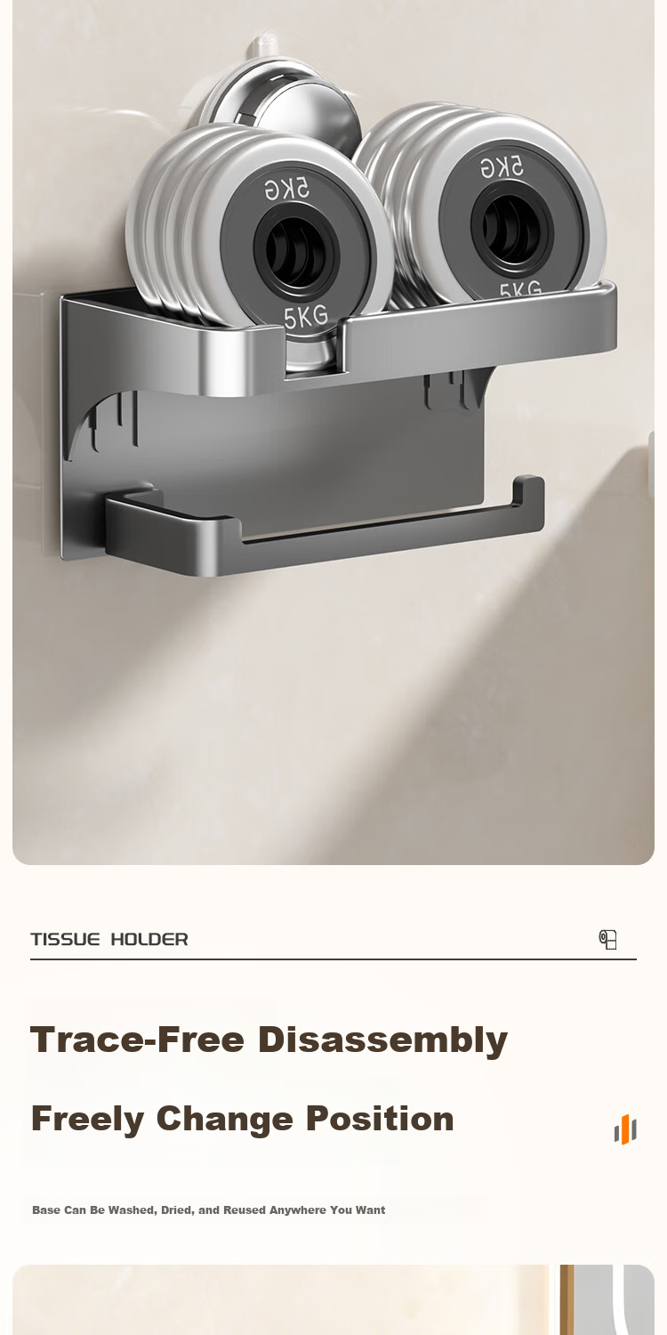 Xinpei Toilet Paper Holder, No Drilling Required, Bathroom Roll Dispenser, Hotel Commercial Space Aluminum Tissue Box, Bathroom Storage Rack 5