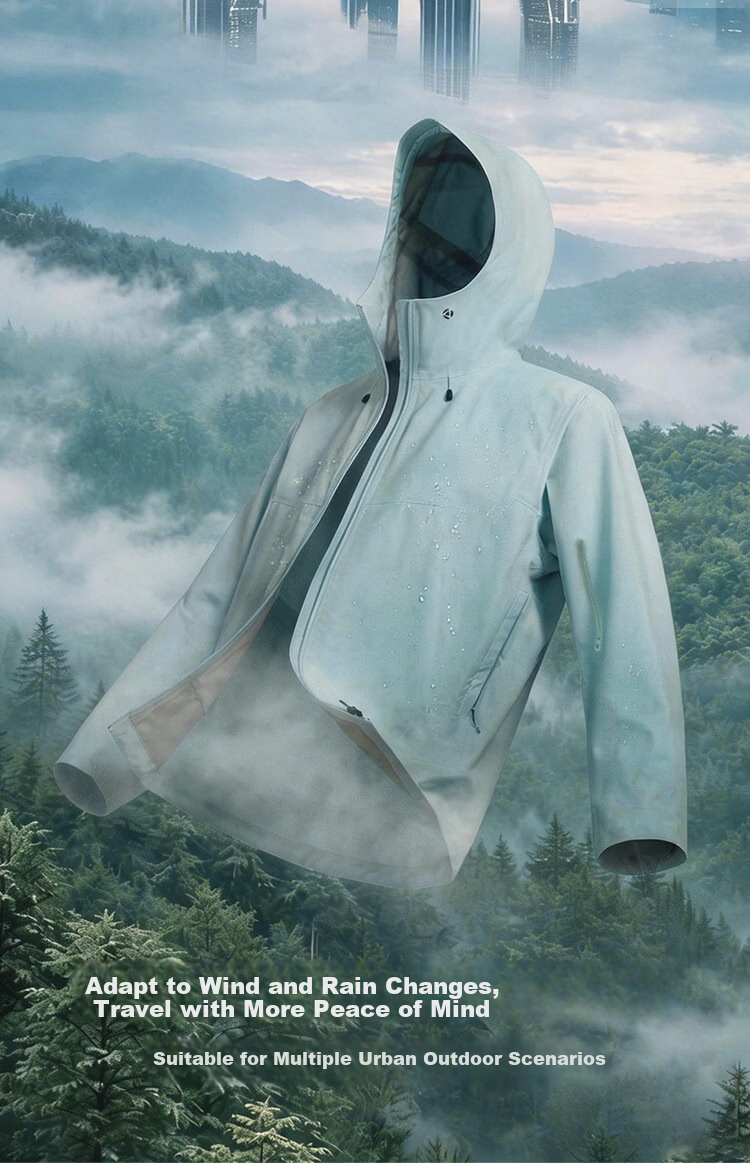 JD Jingzao Ultra-Light Waterproof Rainstorm Level Packable Portable Outdoor Commuter Jacket Unisex Mountain Mist Green M 5