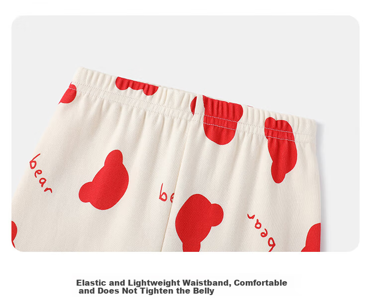 Classic Teddy Kids Pajamas Boys Girls Homewear Red Year Long Sleeve Set Cotton Breathable 2-Piece Set Little Rabbit 110 10
